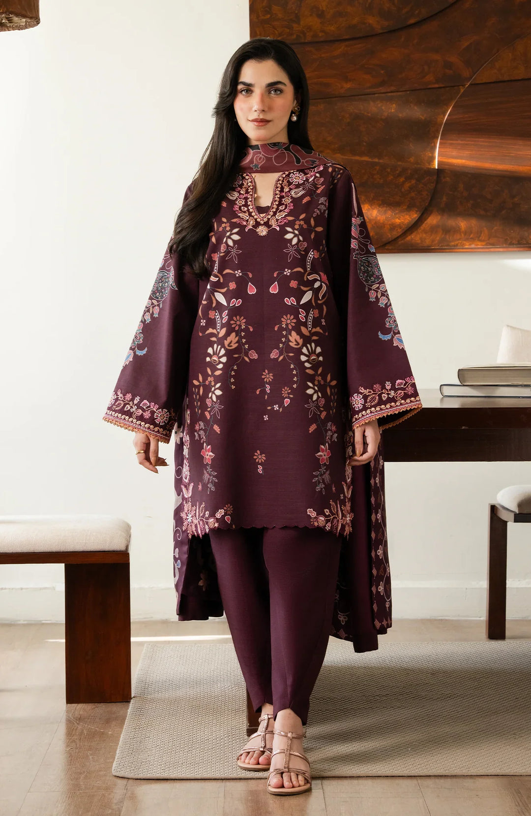 Bellini by Seran Unstitched Printed Viscose 3 Piece Suit SN26UBW Zairel D-03 - Winter Collection