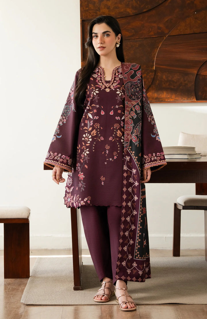 Bellini by Seran Unstitched Printed Viscose 3 Piece Suit SN26UBW Zairel D-03 - Winter Collection