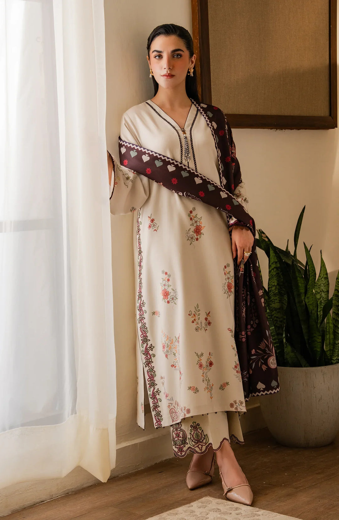 Bellini by Seran Unstitched Printed Viscose 3 Piece Suit SN26UBW EVARA D-08 - Winter Collection