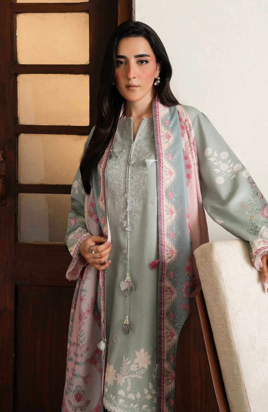Bellini by Seran Unstitched Embroidered Corduroy 3 Piece Suit SN26UBW Nelle D-05 - Winter Collection