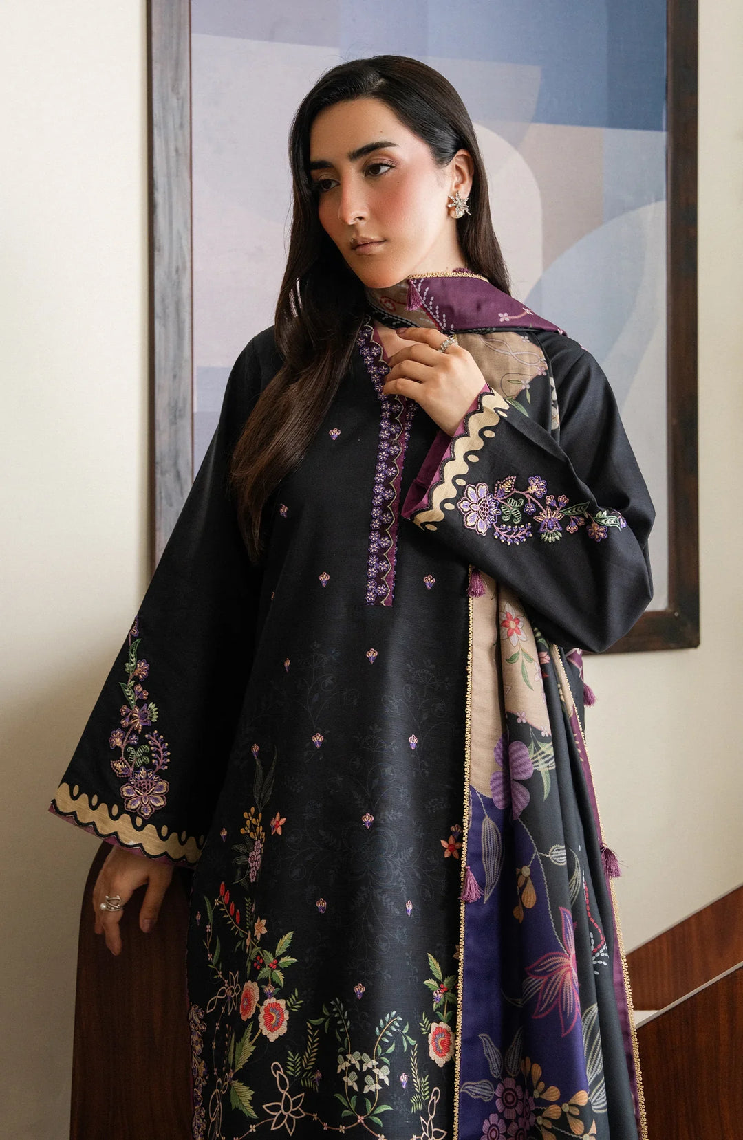 Bellini by Seran Unstitched Embroidered Khaddar 3 Piece Suit SN26UBW Nivelle D-04 - Winter Collection
