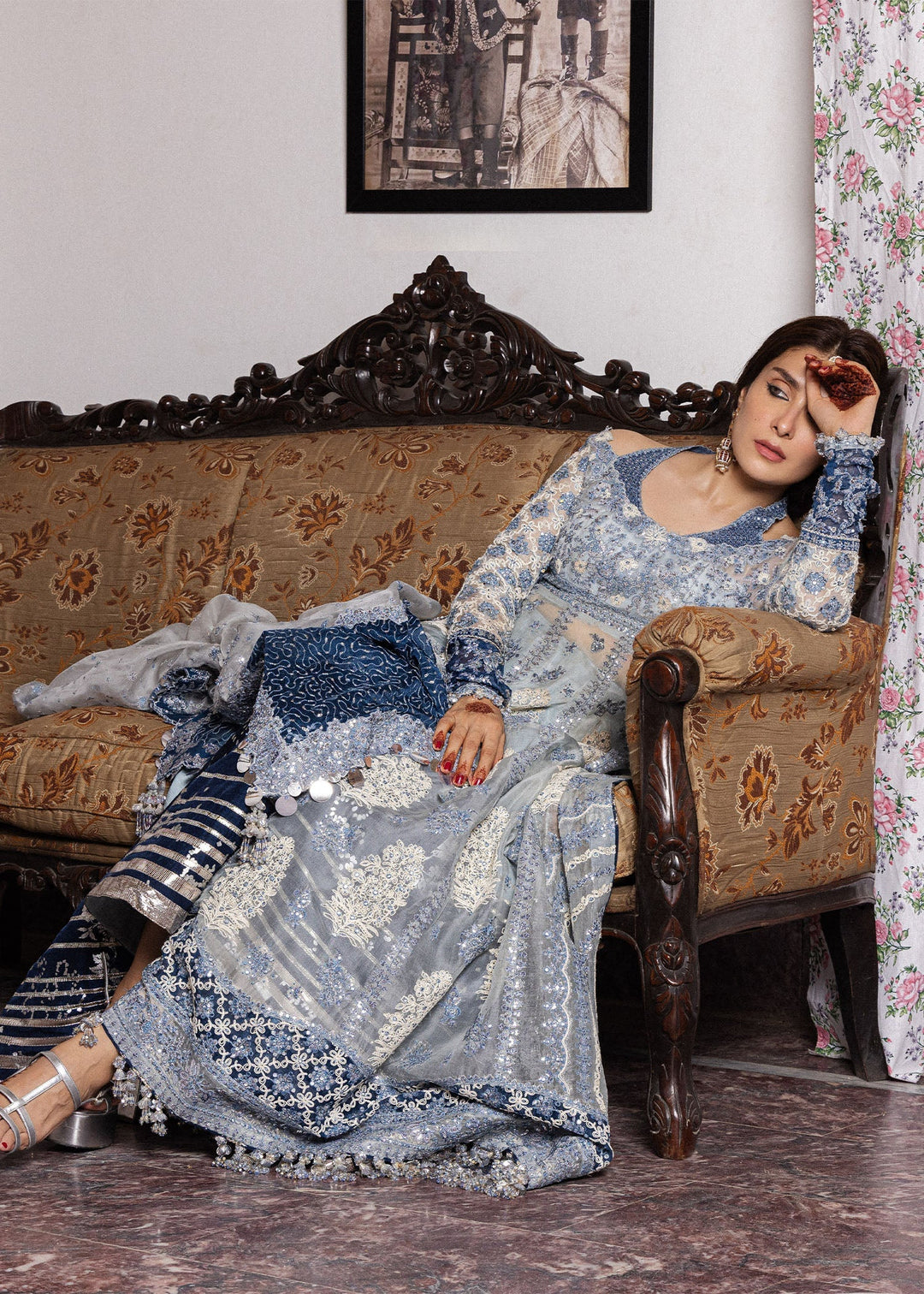 The Doll House by Hussain Rehar Unstitched Embroidered Organza 3 Piece Suit HR26UDH Mehtab D-852 - Wedding Collection