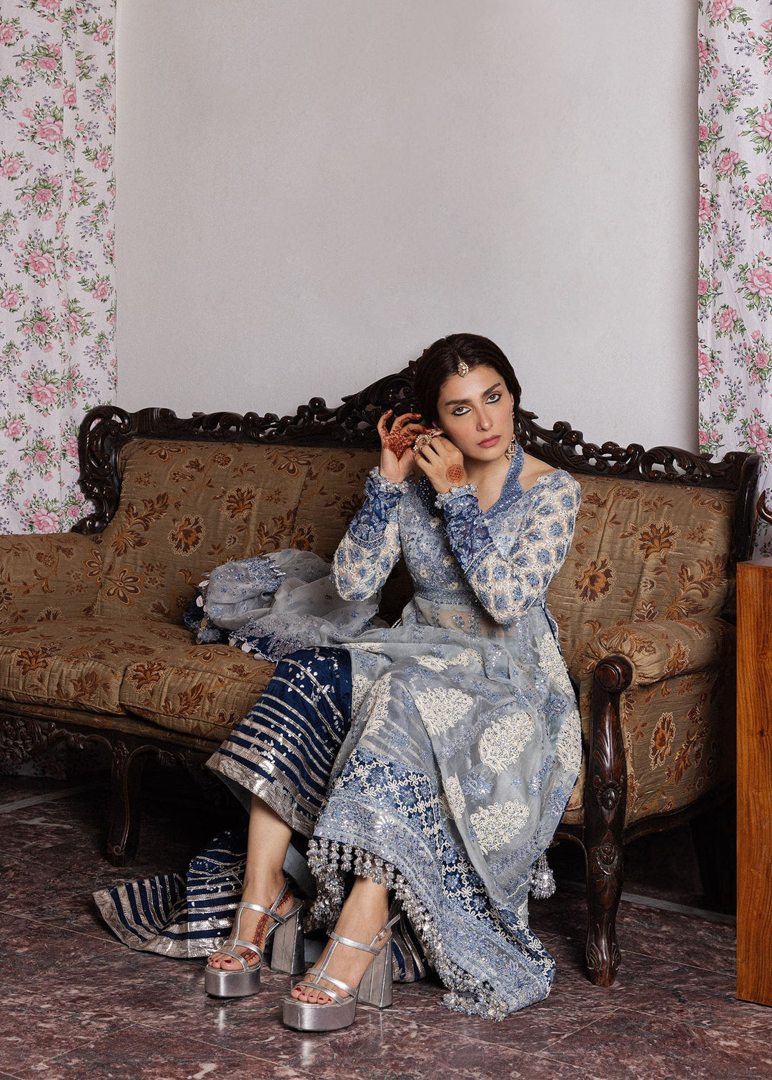 The Doll House by Hussain Rehar Unstitched Embroidered Organza 3 Piece Suit HR26UDH Mehtab D-852 - Wedding Collection