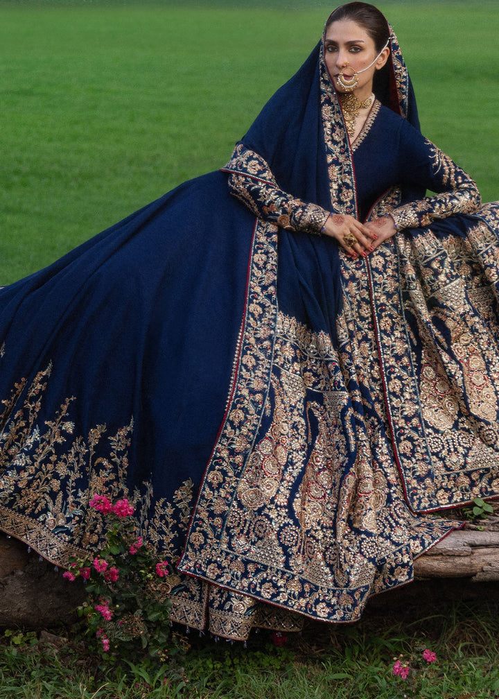 The Doll House by Hussain Rehar Unstitched Embroidered Korean Silk 3 Piece Suit HR26UDH Neelum D-881 - Wedding Collection