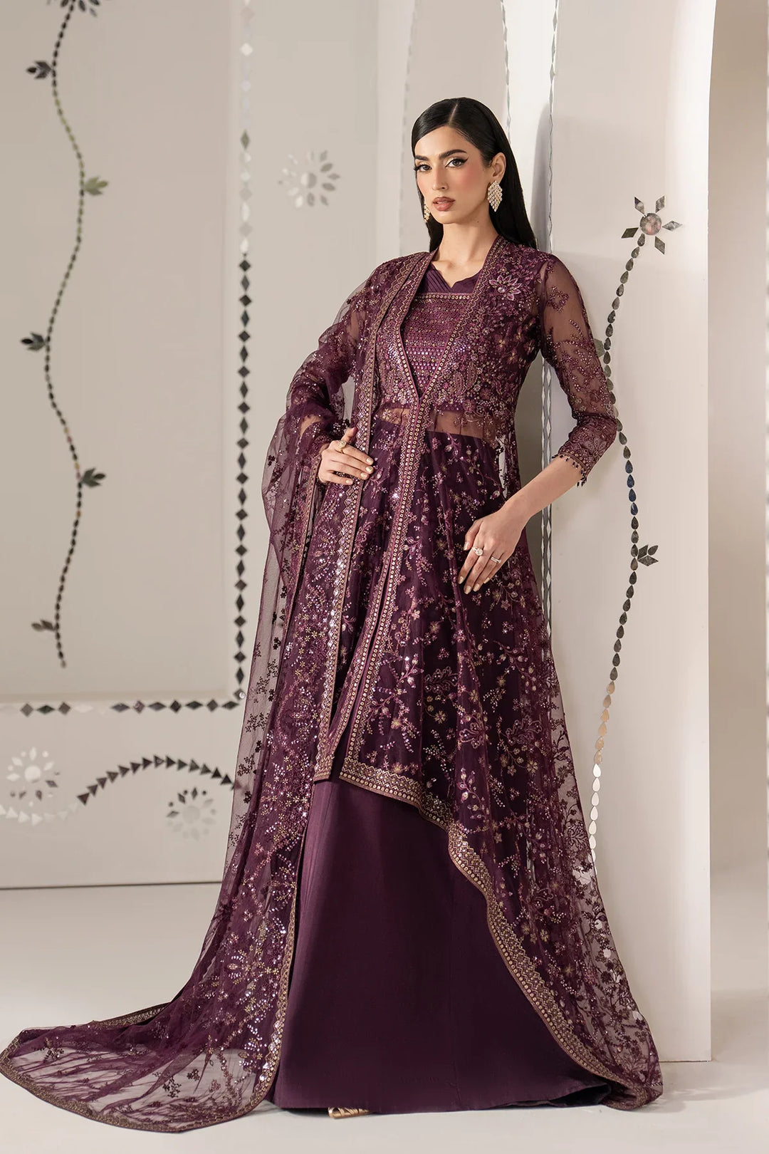 Shehnai by Lavish Premium Unstitched Embroidered Organza 3 Piece Suit LVP26USO SH-08 RAQS-E-GUL - Wedding Collection