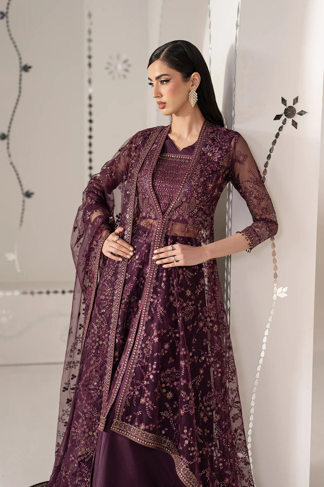 Shehnai by Lavish Premium Unstitched Embroidered Organza 3 Piece Suit LVP26USO SH-08 RAQS-E-GUL - Wedding Collection