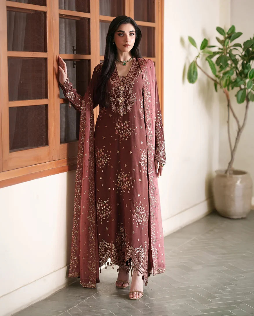 Mahenoor by Roheenaz Unstitched Embroidered Raw Silk 3 Piece Suit RN26UMR Zarnish RUNES260101 - Festive Collection
