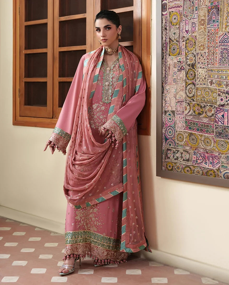 Mahenoor by Roheenaz Unstitched Embroidered Raw Silk 3 Piece Suit RN26UMR Pari Rukh RUNES260102 - Festive Collection