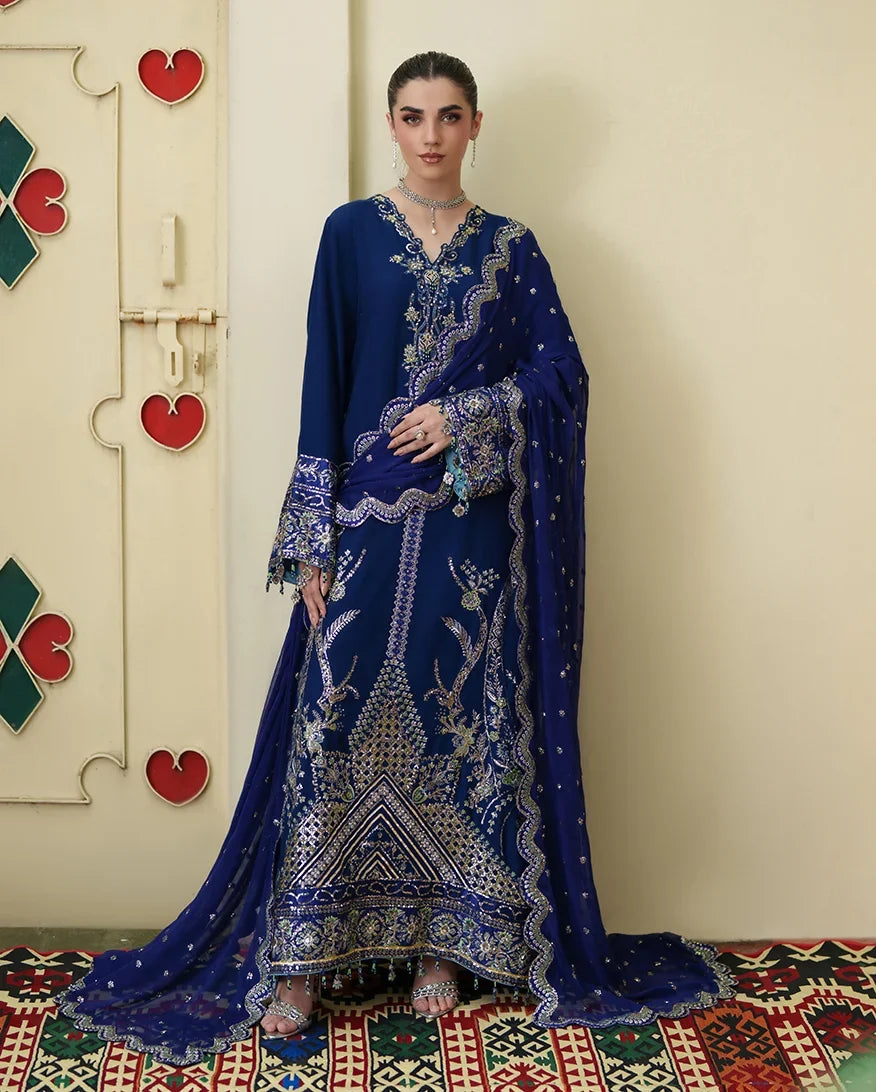 Mahenoor by Roheenaz Unstitched Embroidered Raw Silk 3 Piece Suit RN26UMR Husn Ara RUNES260103 - Festive Collection