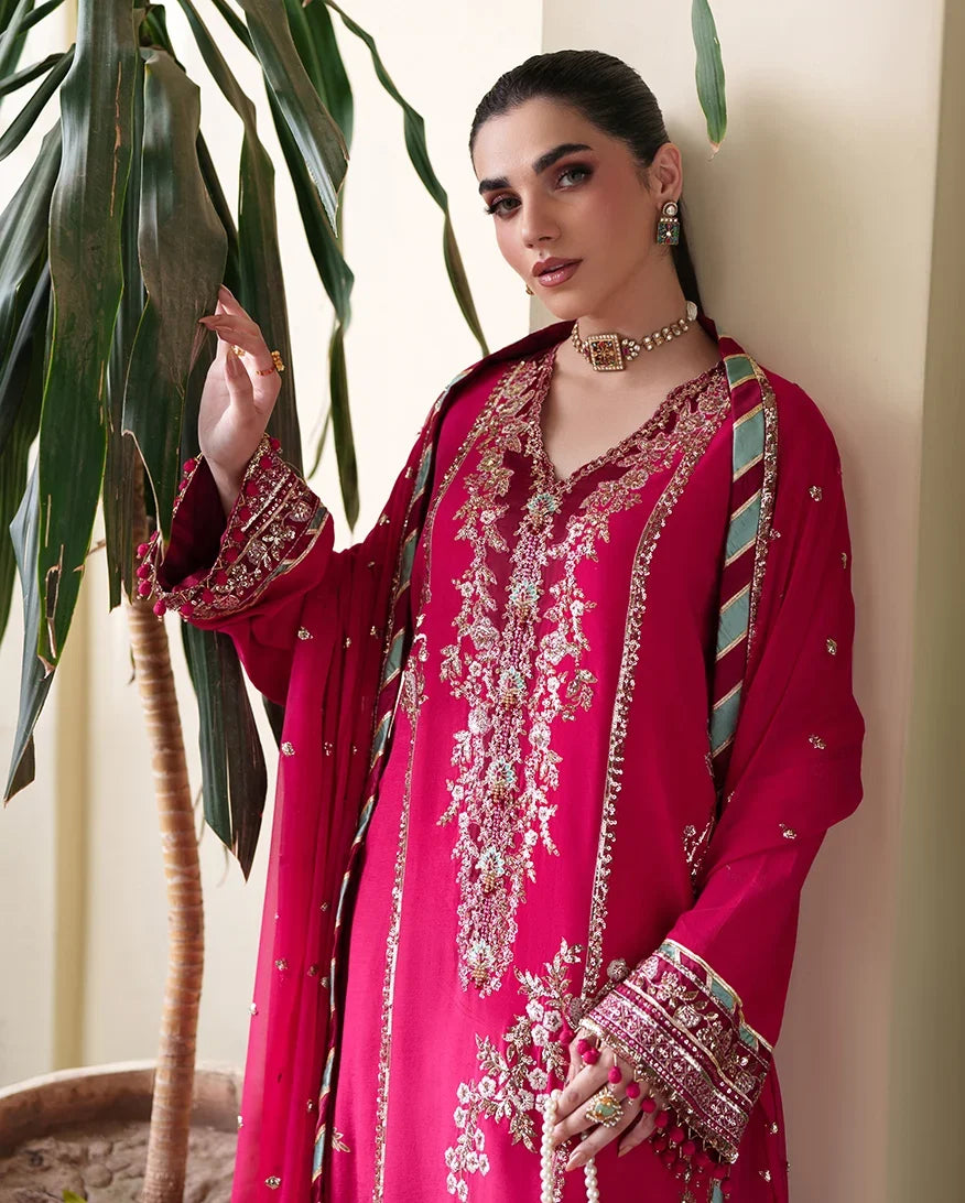 Mahenoor by Roheenaz Unstitched Embroidered Raw Silk 3 Piece Suit RN26UMR Mahveen RUNES260104 - Festive Collection