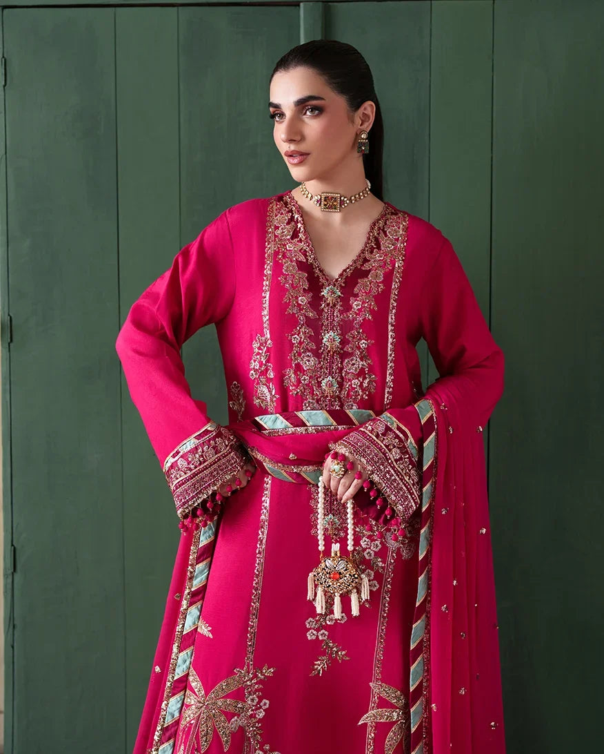 Mahenoor by Roheenaz Unstitched Embroidered Raw Silk 3 Piece Suit RN26UMR Mahveen RUNES260104 - Festive Collection
