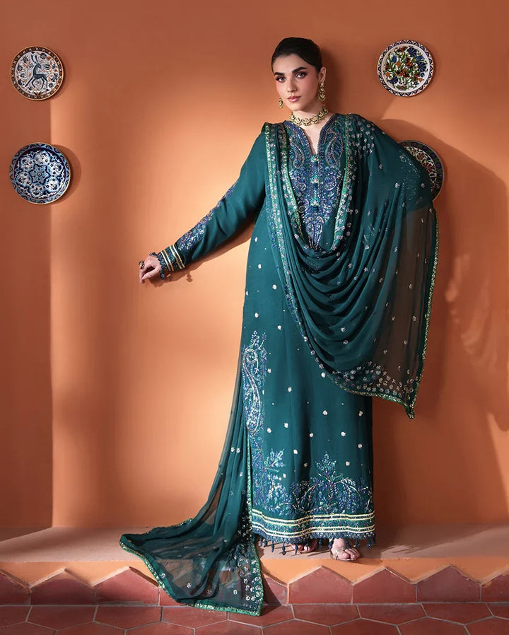 Mahenoor by Roheenaz Unstitched Embroidered Raw Silk 3 Piece Suit RN26UMR Nayyara RUNES260105 - Festive Collection
