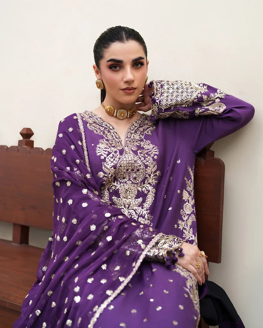 Mahenoor by Roheenaz Unstitched Embroidered Raw Silk 3 Piece Suit RN26UMR Rukhsar RUNES260106 - Festive Collection