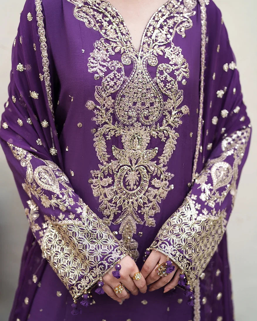 Mahenoor by Roheenaz Unstitched Embroidered Raw Silk 3 Piece Suit RN26UMR Rukhsar RUNES260106 - Festive Collection