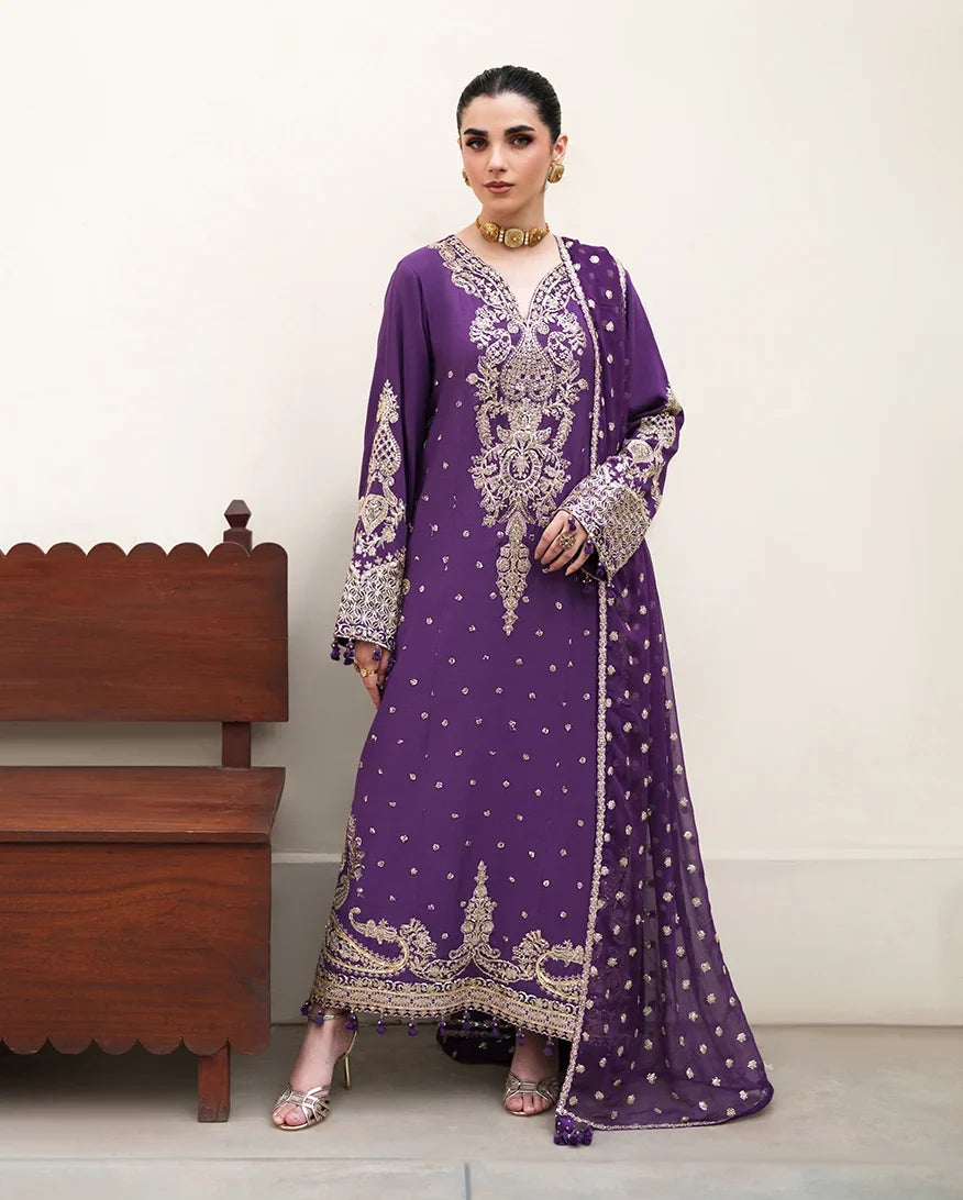 Mahenoor by Roheenaz Unstitched Embroidered Raw Silk 3 Piece Suit RN26UMR Rukhsar RUNES260106 - Festive Collection