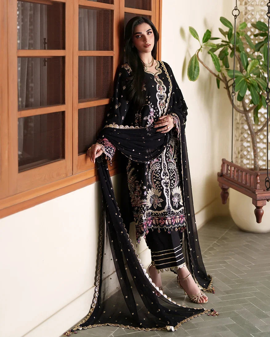 Mahenoor by Roheenaz Unstitched Embroidered Raw Silk 3 Piece Suit RN26UMR Chandni RUNES260107 - Festive Collection