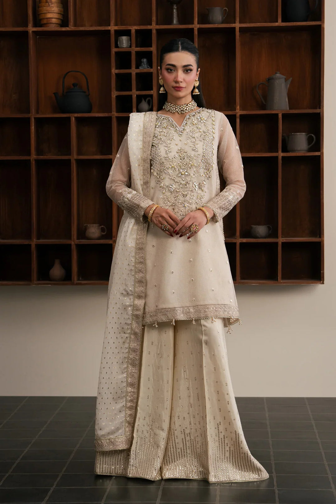 Xenia Formals Unstitched Embroidered Organza 3 Piece Suit D-01 Royale - Festive Collection