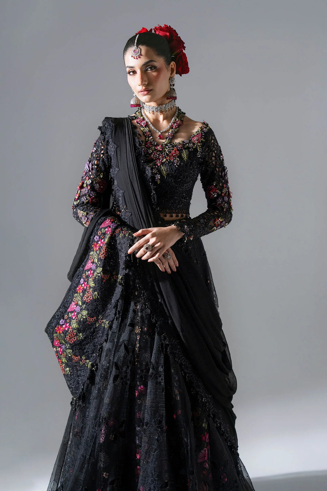 Mbroidered by Maria B Unstitched Embroidered Organza 3 Piece Suit MB26UMW D1 - Wedding Collection
