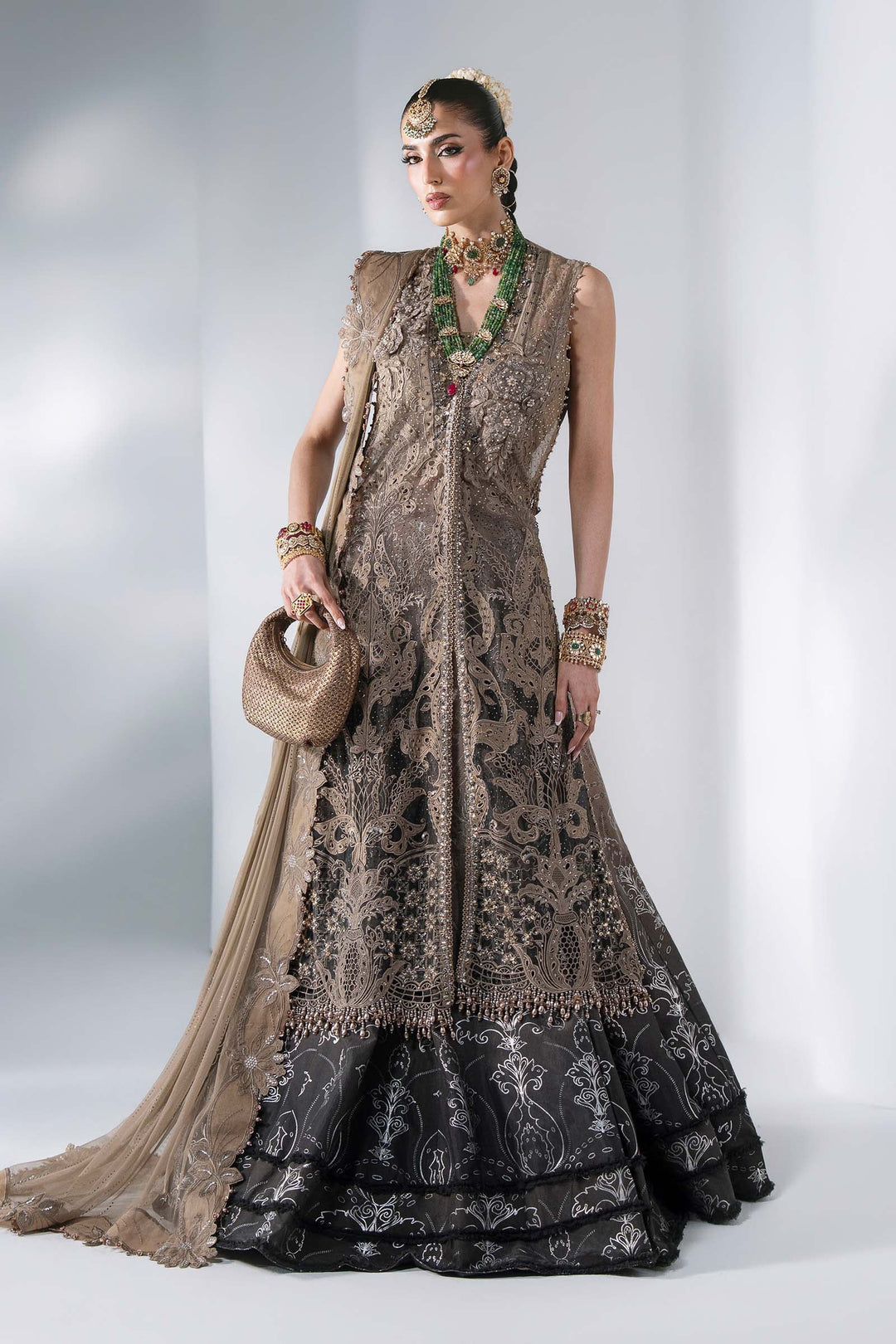 Mbroidered by Maria B Unstitched Embroidered Chiffon 3 Piece Suit MB26UMW D2 - Wedding Collection
