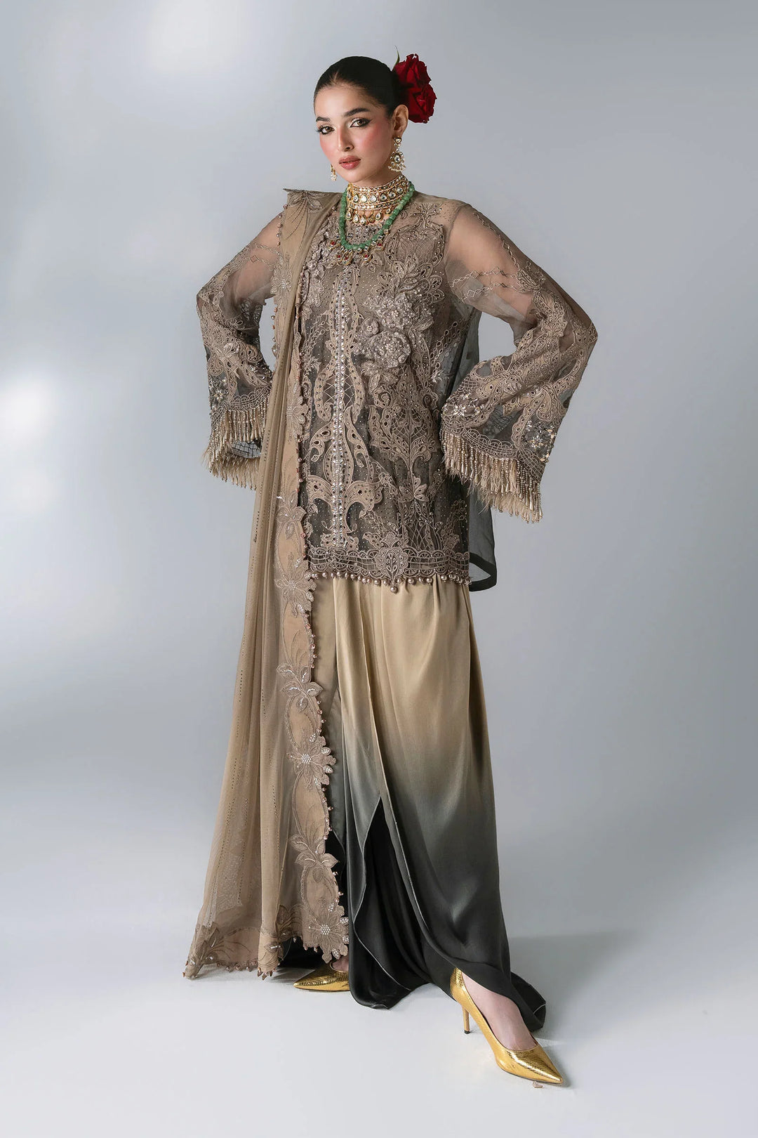 Mbroidered by Maria B Unstitched Embroidered Chiffon 3 Piece Suit MB26UMW D2 - Wedding Collection