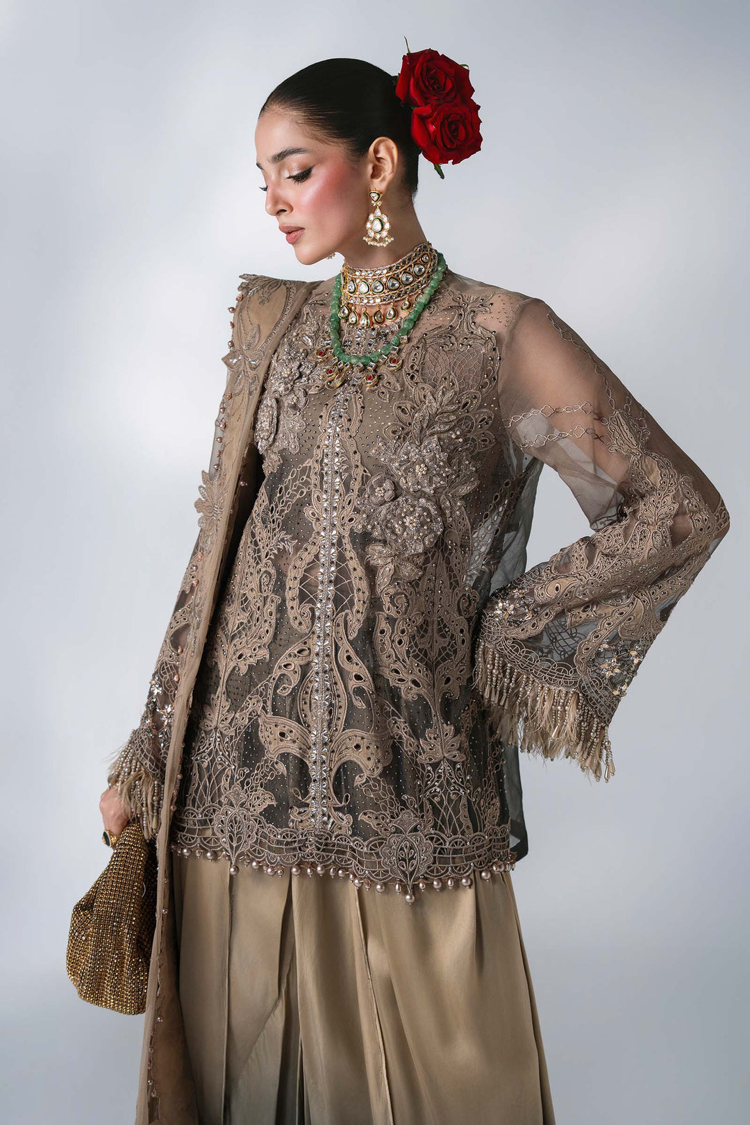 Mbroidered by Maria B Unstitched Embroidered Chiffon 3 Piece Suit MB26UMW D2 - Wedding Collection
