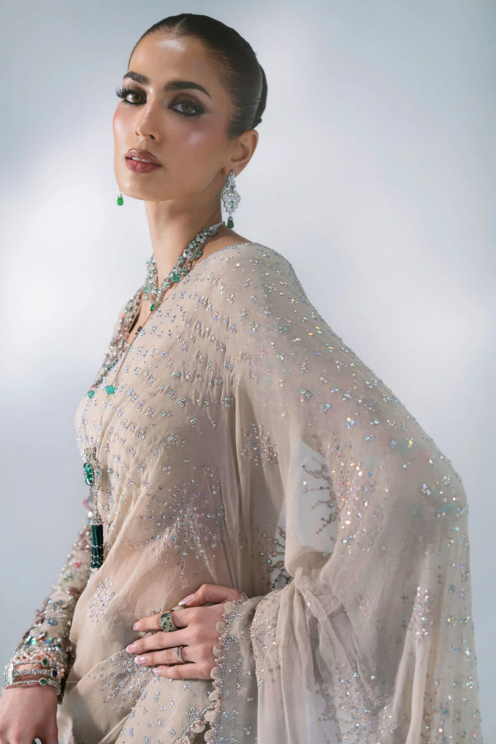 Mbroidered by Maria B Unstitched Embroidered Raw Silk Saree Suit MB26UMW D3 - Wedding Collection