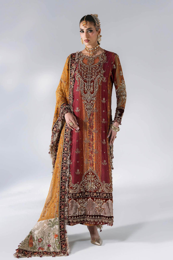 Mbroidered by Maria B Unstitched Embroidered Raw Silk 3 Piece Suit MB26UMW D4 - Wedding Collection