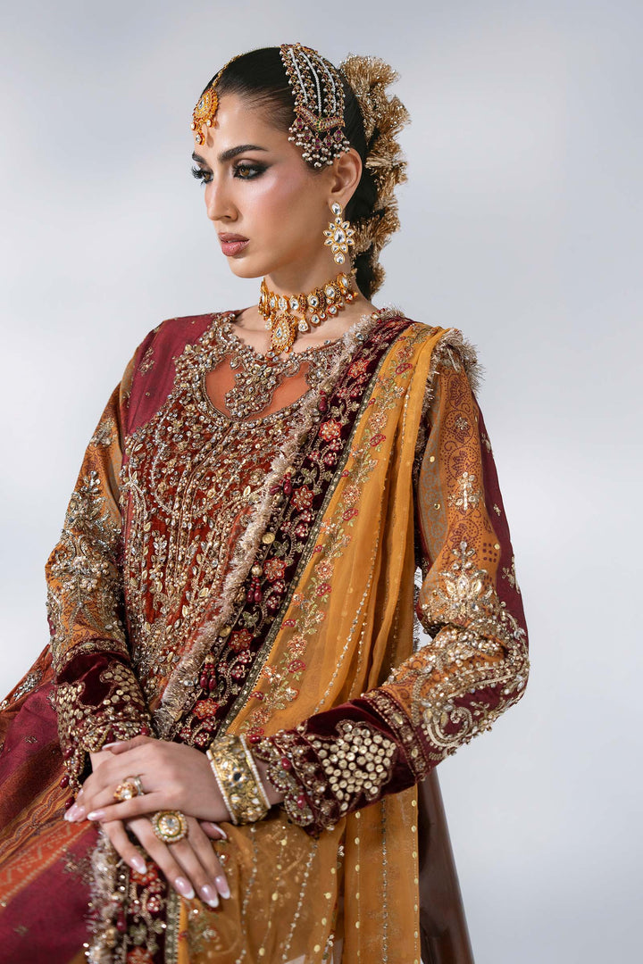Mbroidered by Maria B Unstitched Embroidered Raw Silk 3 Piece Suit MB26UMW D4 - Wedding Collection