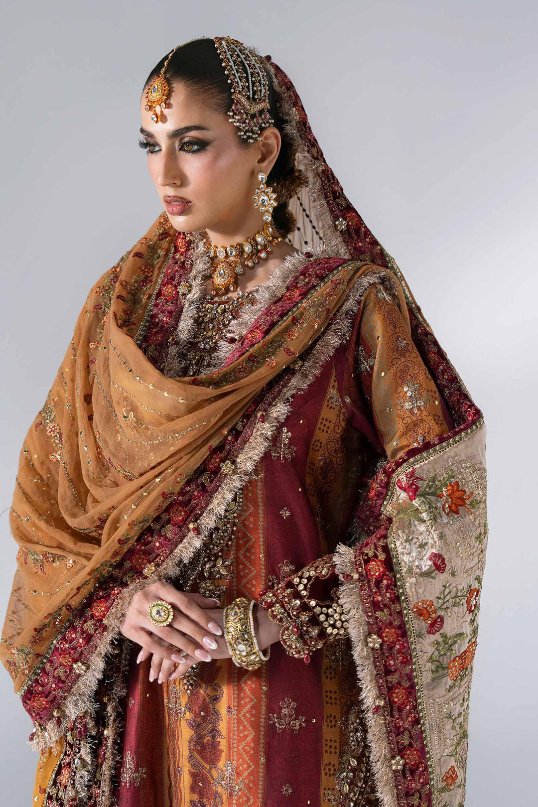 Mbroidered by Maria B Unstitched Embroidered Raw Silk 3 Piece Suit MB26UMW D4 - Wedding Collection