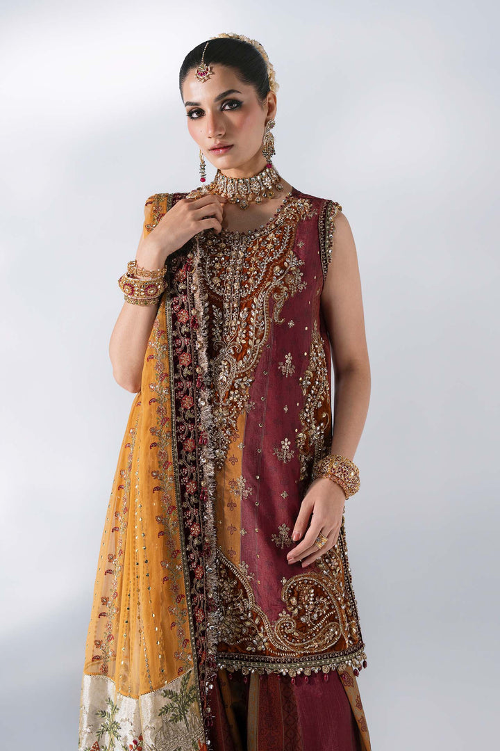 Mbroidered by Maria B Unstitched Embroidered Raw Silk 3 Piece Suit MB26UMW D4 - Wedding Collection