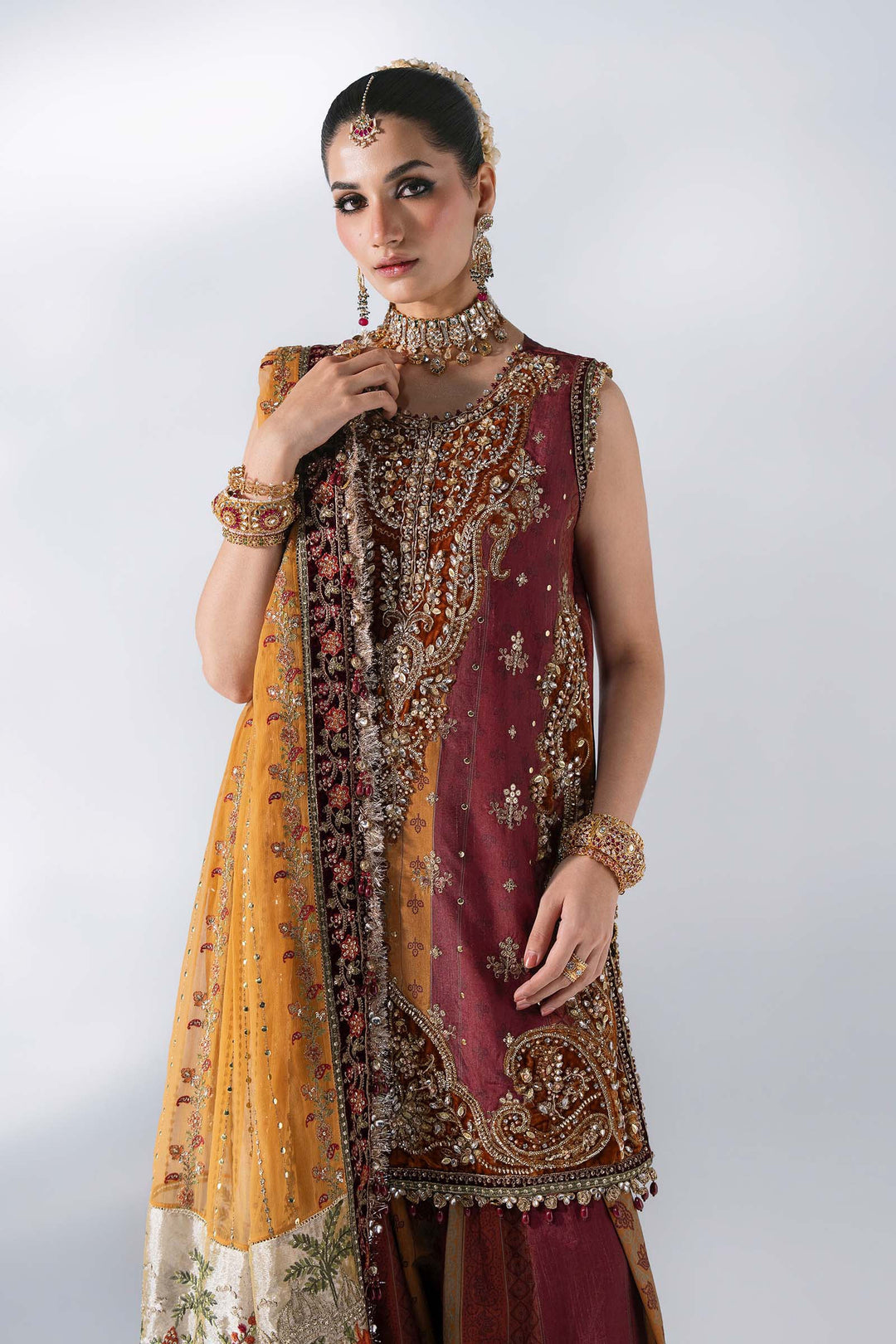 Mbroidered by Maria B Unstitched Embroidered Raw Silk 3 Piece Suit MB26UMW D4 - Wedding Collection