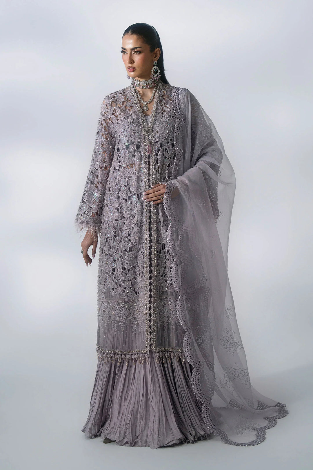 Mbroidered by Maria B Unstitched Embroidered Organza 3 Piece Suit MB26UMW D5 - Wedding Collection