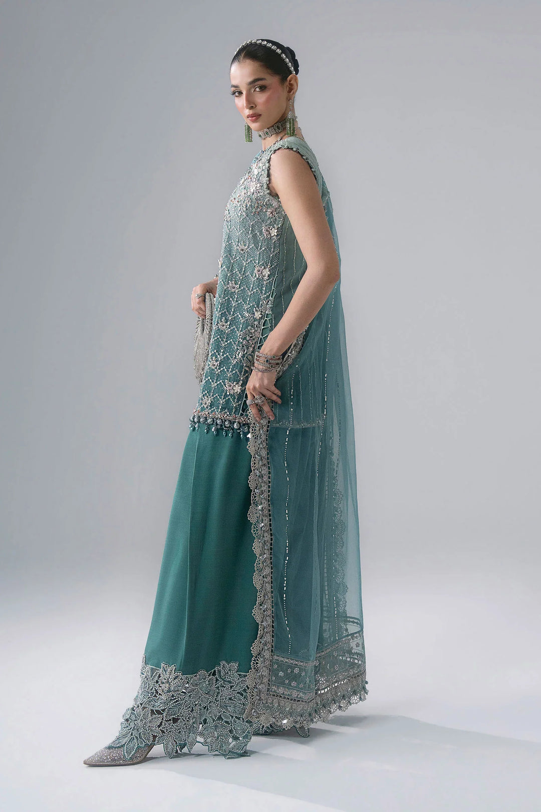 Mbroidered by Maria B Unstitched Embroidered Organza 3 Piece Suit MB26UMW D7 - Wedding Collection