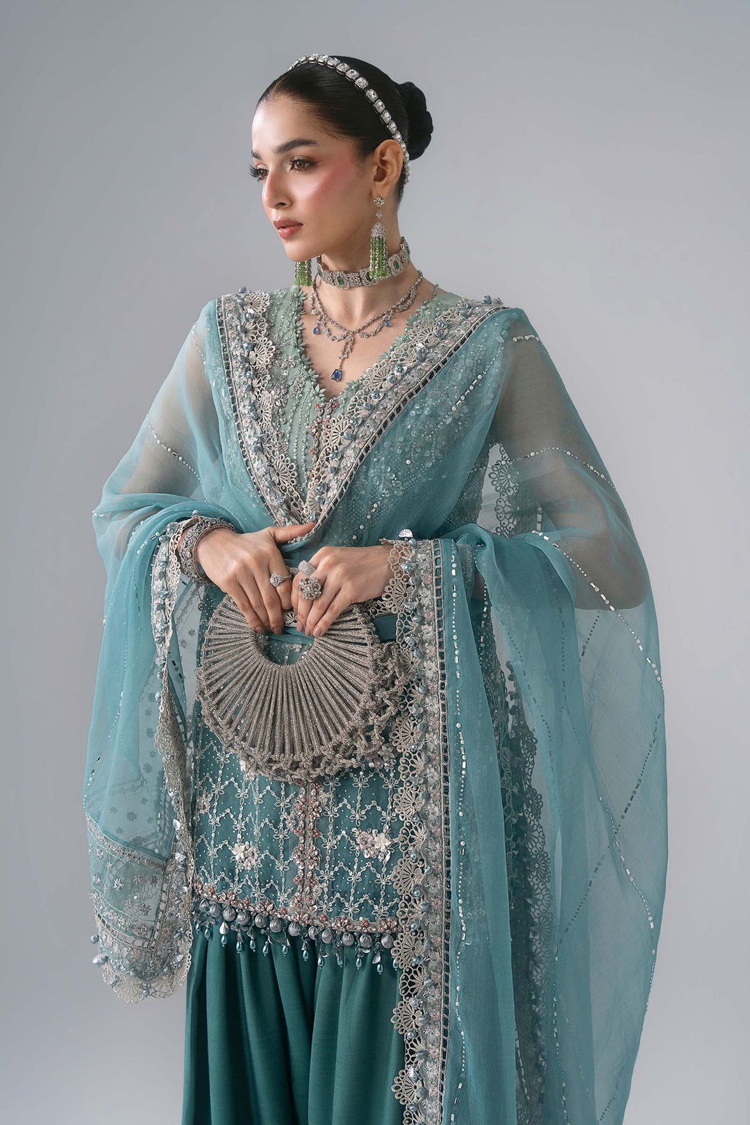 Mbroidered by Maria B Unstitched Embroidered Organza 3 Piece Suit MB26UMW D7 - Wedding Collection