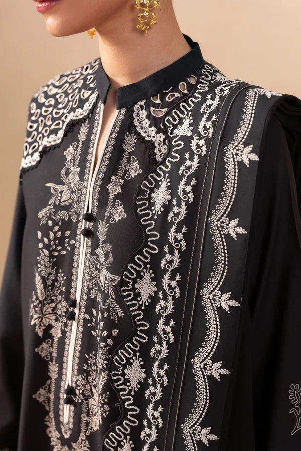 Q prints by Qalamkar Unstitched Embroidered Slub Linen 3 Piece Suit QLK26ULQ Laiza QPW-02A - Winter Collection