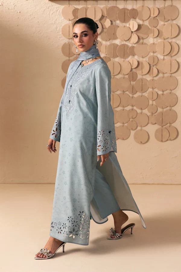 Q prints by Qalamkar Unstitched Embroidered Slub Linen 3 Piece Suit QLK26ULQ Oriana QPW-04A - Winter Collection