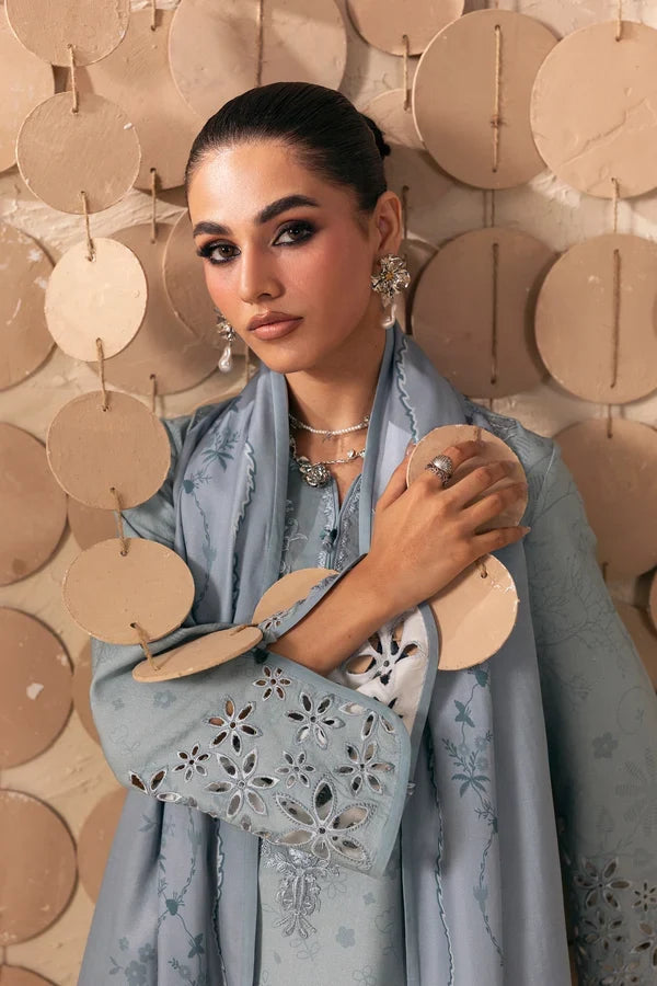 Q prints by Qalamkar Unstitched Embroidered Slub Linen 3 Piece Suit QLK26ULQ Oriana QPW-04A - Winter Collection