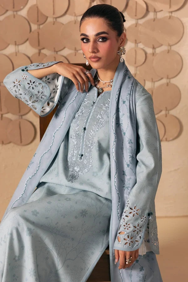 Q prints by Qalamkar Unstitched Embroidered Slub Linen 3 Piece Suit QLK26ULQ Oriana QPW-04A - Winter Collection