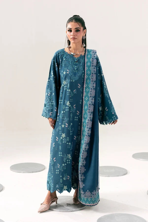 Q prints by Qalamkar Unstitched Embroidered Slub Linen 3 Piece Suit QLK26ULQ Rohi QPW-06B - Winter Collection