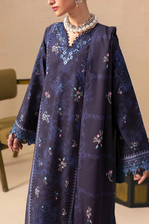 Q prints by Qalamkar Unstitched Embroidered Slub Linen 3 Piece Suit QLK26ULQ Noreen QPW-08A - Winter Collection