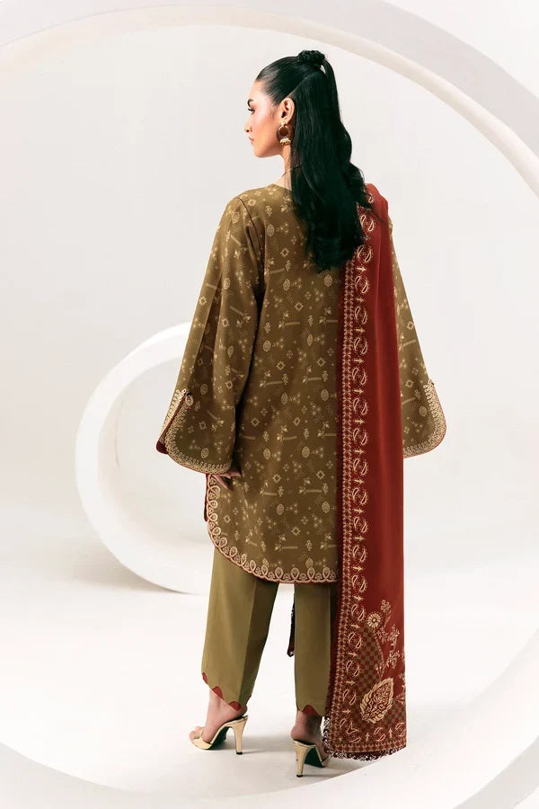 Q prints by Qalamkar Unstitched Embroidered Slub Linen 3 Piece Suit QLK26ULQ Hafsa QPW-10A - Winter Collection