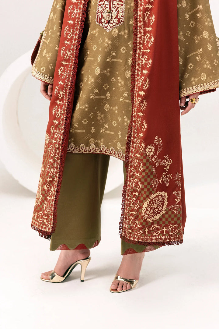 Q prints by Qalamkar Unstitched Embroidered Slub Linen 3 Piece Suit QLK26ULQ Hafsa QPW-10A - Winter Collection
