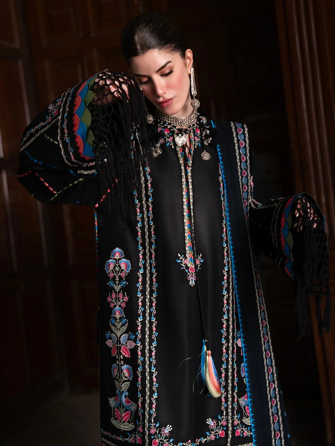 Dulzura by Bin Ilyas Unstitched Embroidered Leather Peach 3 Piece Suit BI26UPD 1021A - Leather Collection