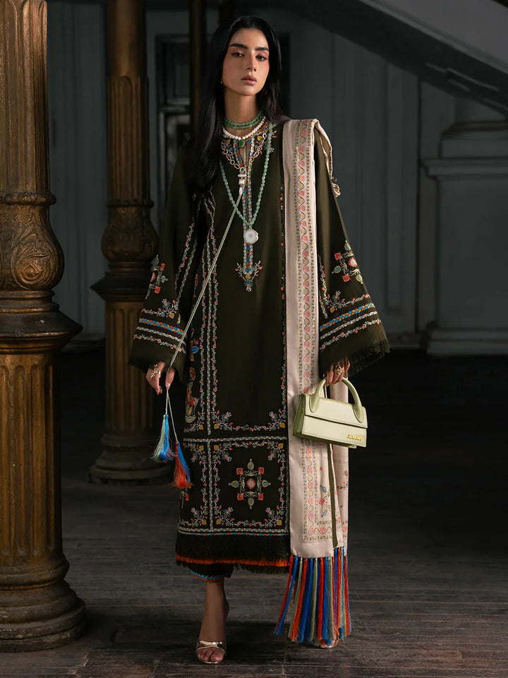 Dulzura by Bin Ilyas Unstitched Embroidered Leather Peach 3 Piece Suit BI26UPD 1021B - Leather Collection