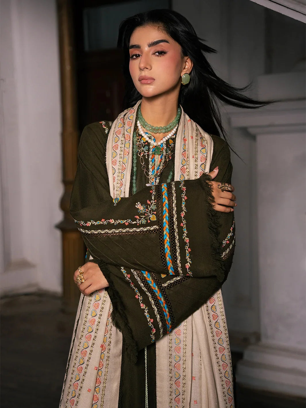 Dulzura by Bin Ilyas Unstitched Embroidered Leather Peach 3 Piece Suit BI26UPD 1021B - Leather Collection