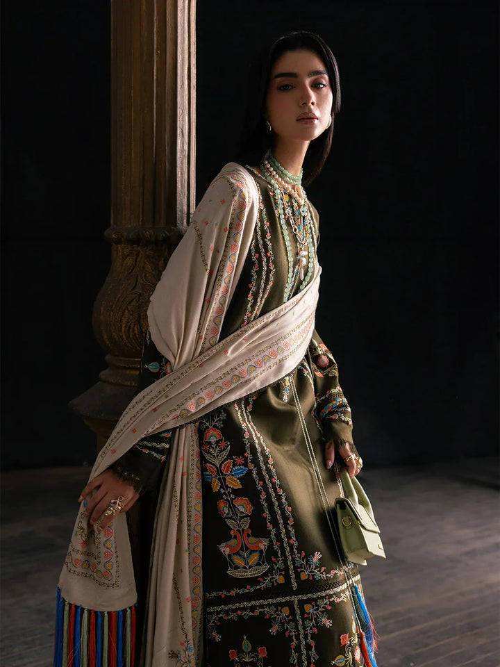 Dulzura by Bin Ilyas Unstitched Embroidered Leather Peach 3 Piece Suit BI26UPD 1021B - Leather Collection