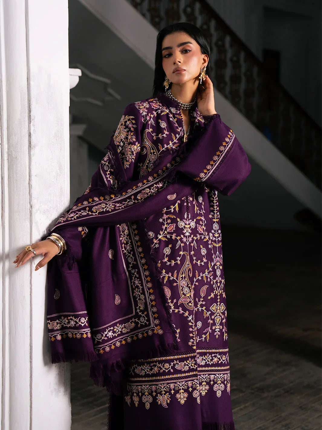 Dulzura by Bin Ilyas Unstitched Embroidered Leather Peach 3 Piece Suit BI26UPD 1022A - Leather Collection