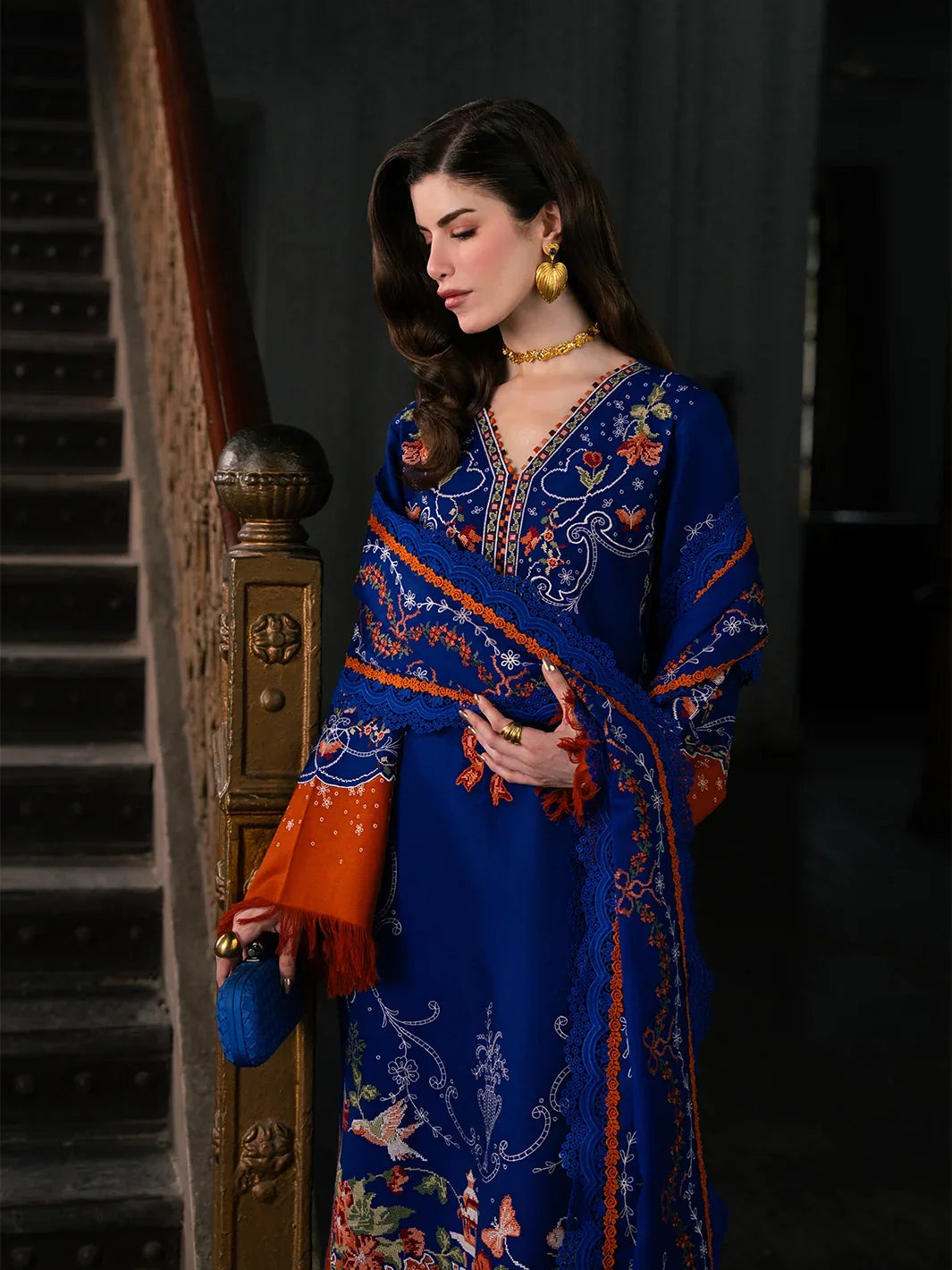 Dulzura by Bin Ilyas Unstitched Embroidered Leather Peach 3 Piece Suit BI26UPD 1023B - Leather Collection
