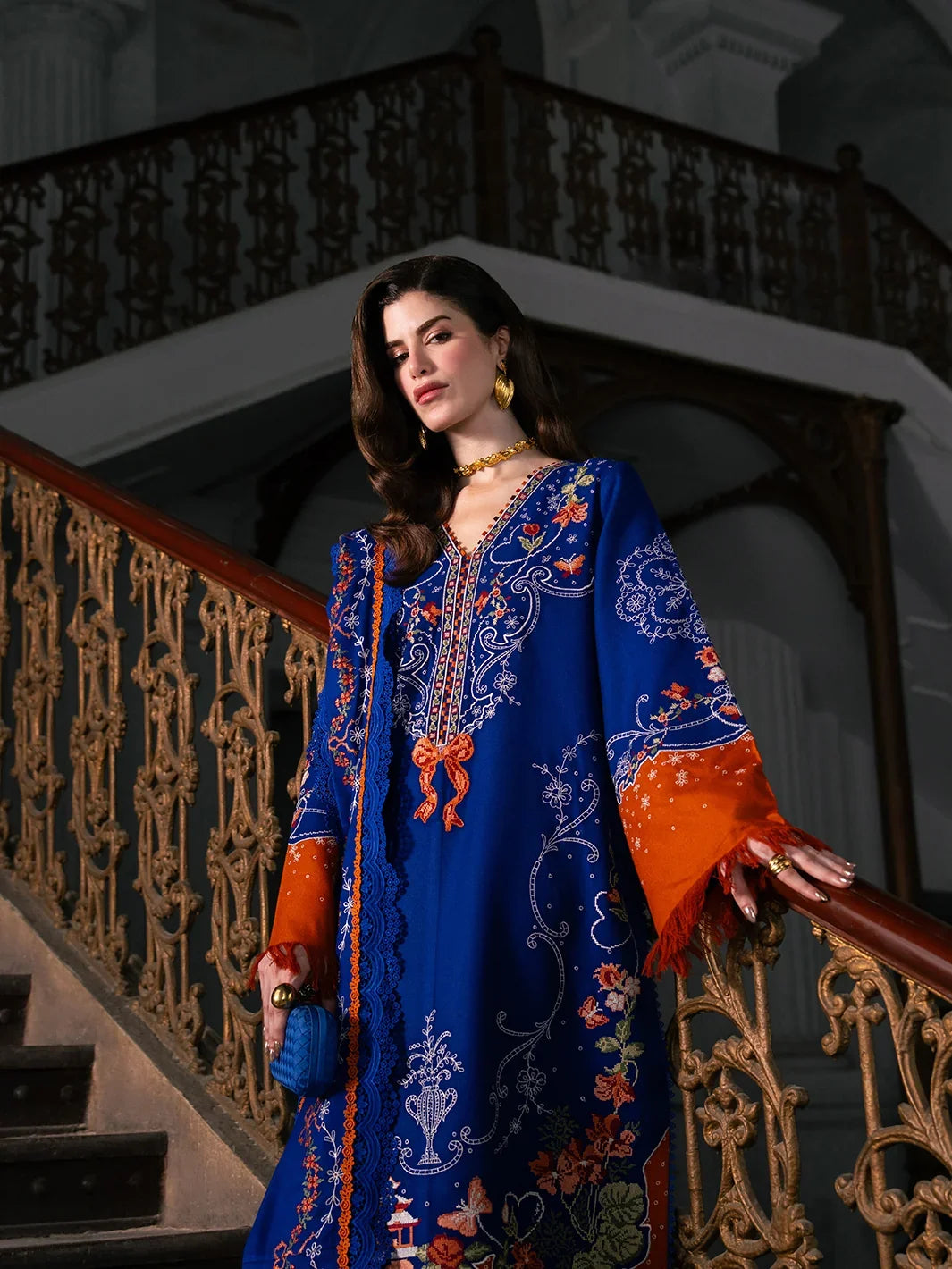 Dulzura by Bin Ilyas Unstitched Embroidered Leather Peach 3 Piece Suit BI26UPD 1023B - Leather Collection