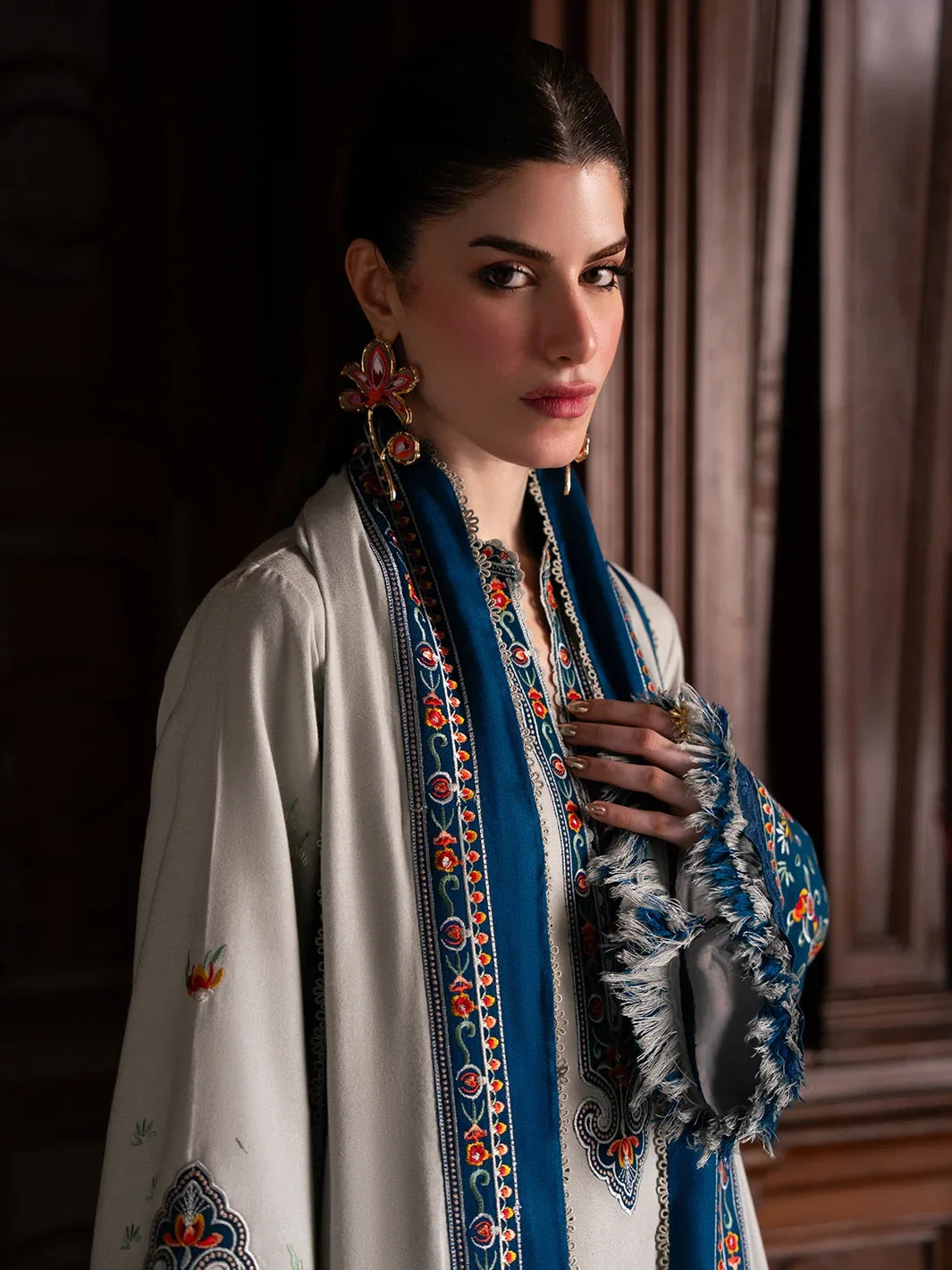 Dulzura by Bin Ilyas Unstitched Embroidered Leather Peach 3 Piece Suit BI26UPD 1024A - Leather Collection